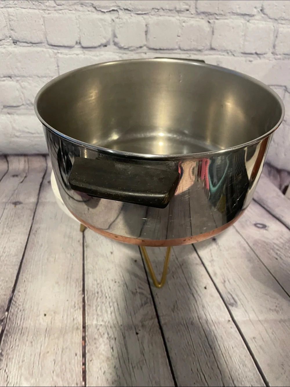 Stainless Steel & Copper Saucepan with Black Handles - 4 1/2Qt.